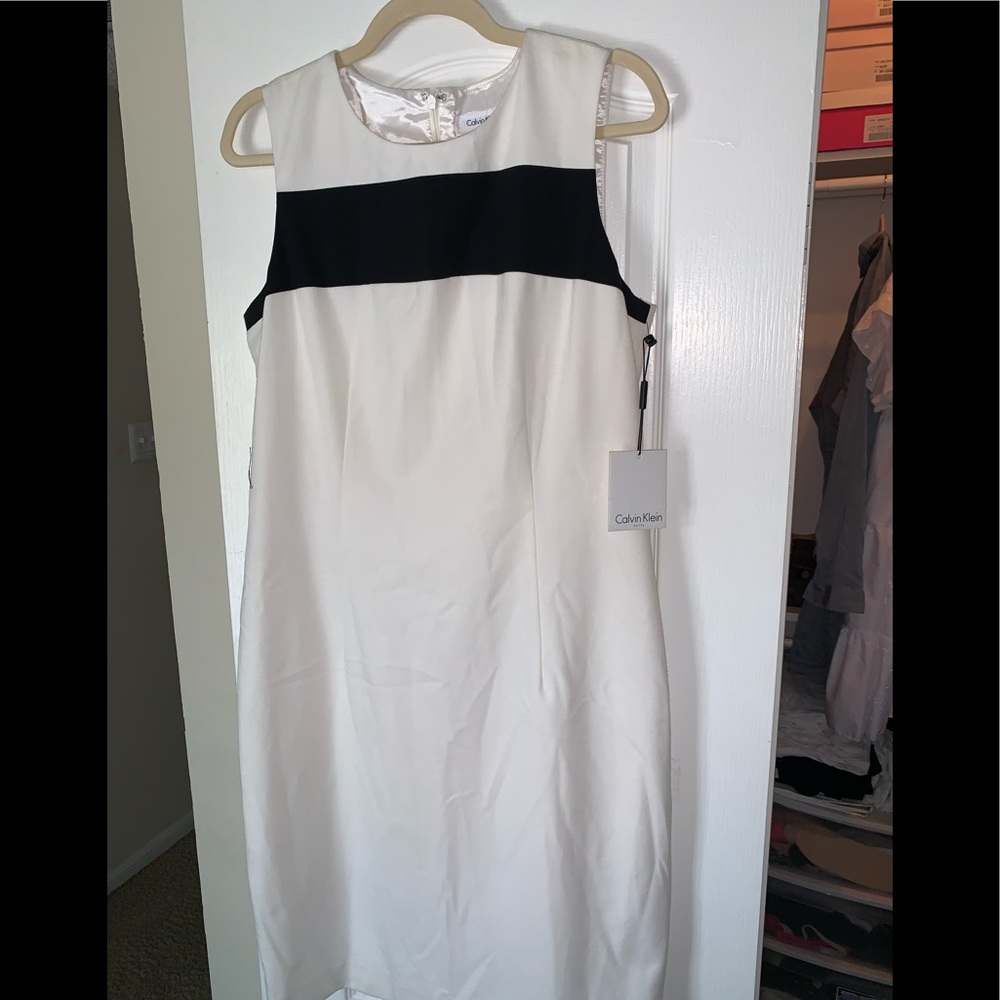 White and black sleeveless CK dress